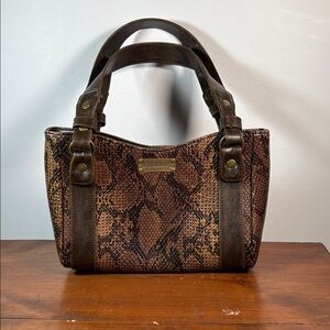 Y2K Billabong Brown Snake-Print Shoulder Bag with Leather Trim Woman Medium Size
